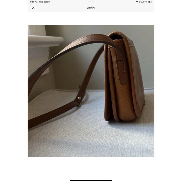 Laura USA Brown Leather Crossbody Handbag Purse Brass Turnlock Flap Bag VINT - Picture 2 of 12